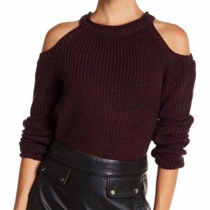 Elodie Dark Purple cropped cold shoulder sweater
